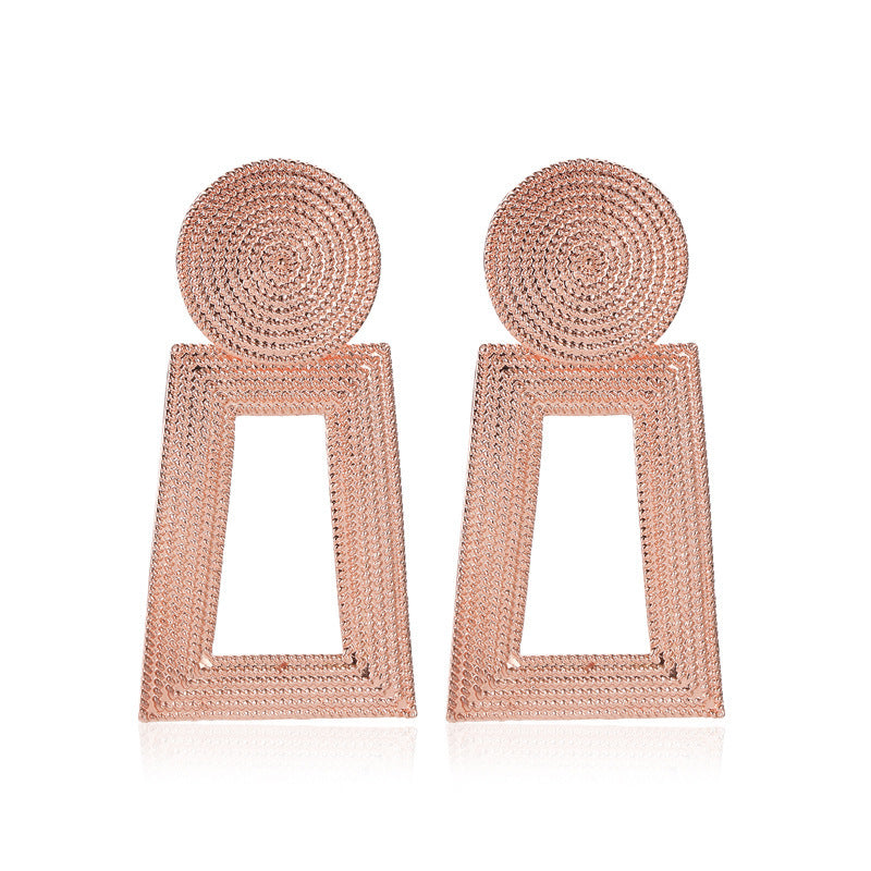 Fashion Geometric Metal Star and Trapezoid Shell Earrings