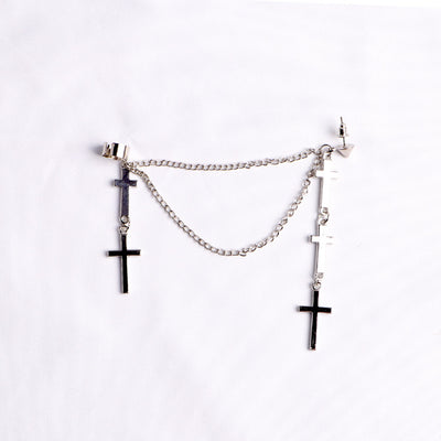 Simple Cross Tassel Alloy Earrings