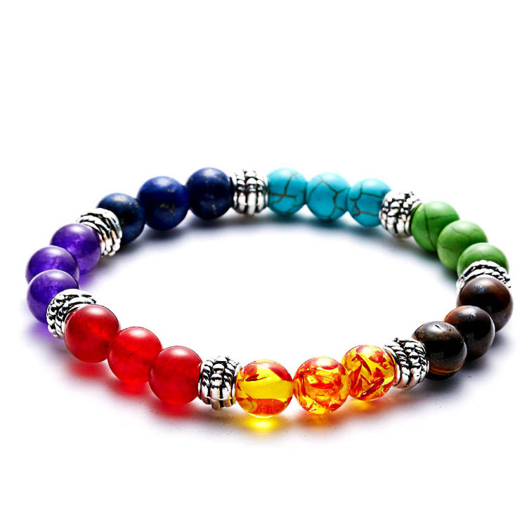 Seven Chakra Rainbow Adjustable Woven Bracelet - Tree of Life Design
