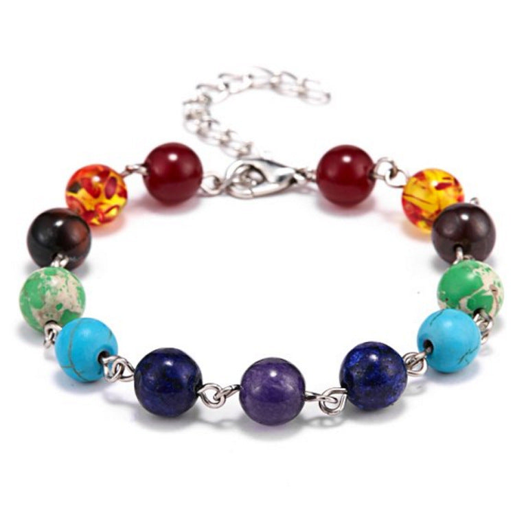 Seven Chakra Rainbow Adjustable Woven Bracelet - Tree of Life Design