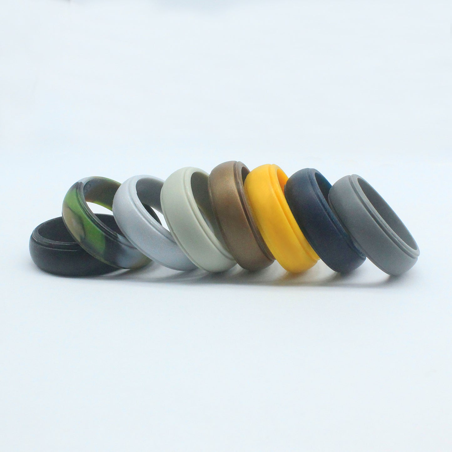 Simple Geometric Silicone Rings Set for Men - 8 Colors