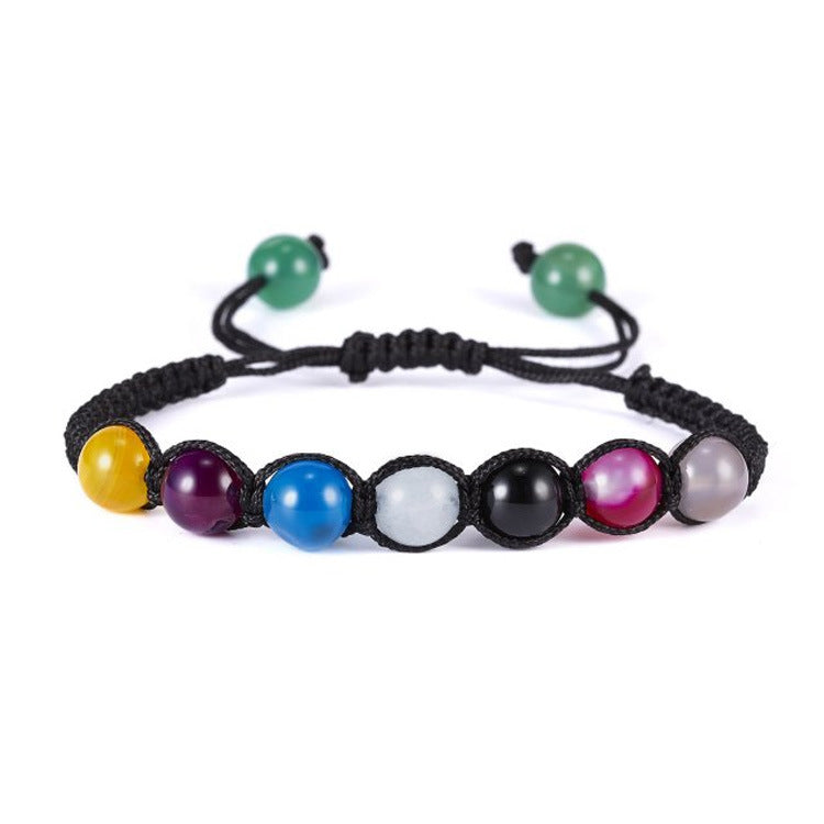 Seven Chakra Rainbow Adjustable Woven Bracelet - Tree of Life Design