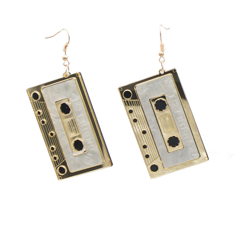 Retro Acrylic Tape Alloy Earrings - Geometric Statement Jewelry