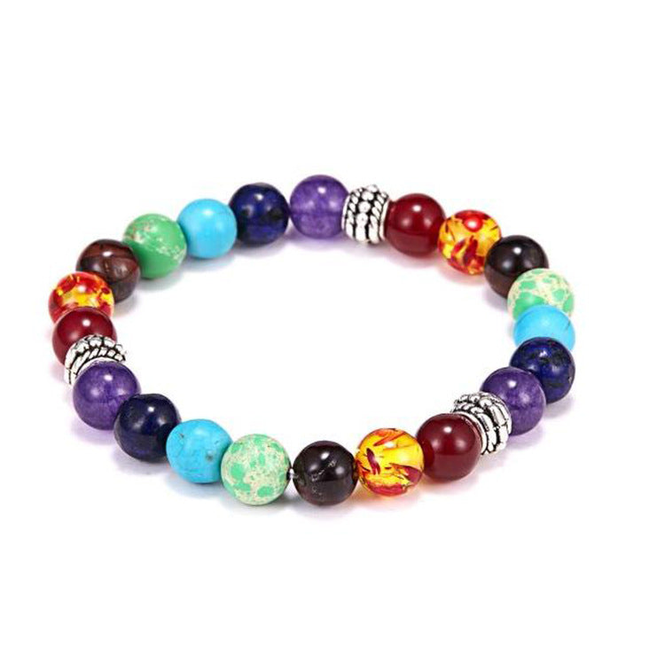 Seven Chakra Rainbow Adjustable Woven Bracelet - Tree of Life Design
