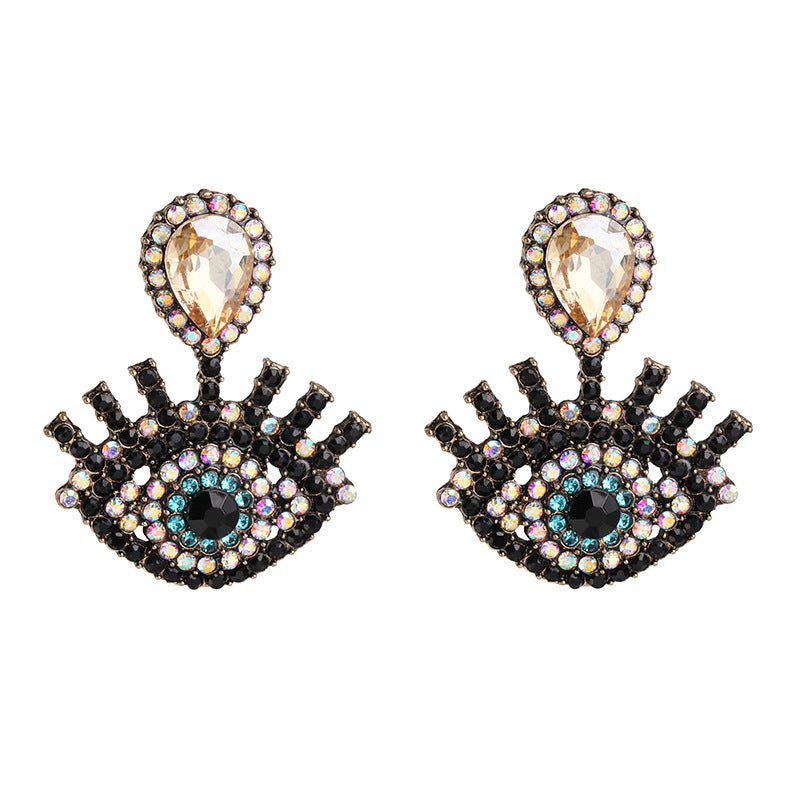 Evil Eye Diamond Tassel Statement Earrings