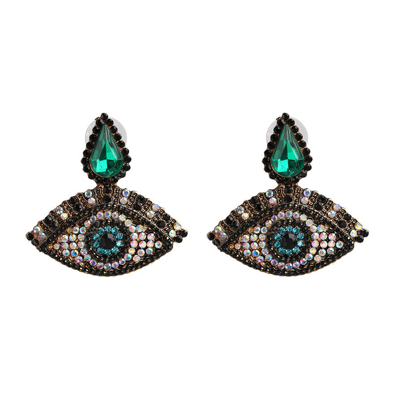 Evil Eye Diamond Tassel Statement Earrings