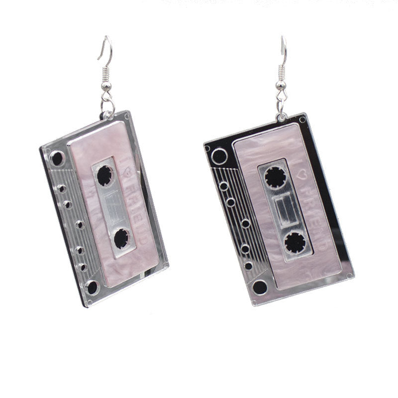 Retro Acrylic Tape Alloy Earrings - Geometric Statement Jewelry