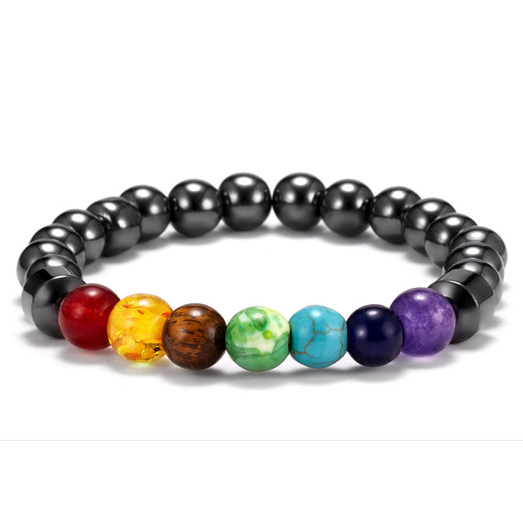 Seven Chakra Rainbow Adjustable Woven Bracelet - Tree of Life Design