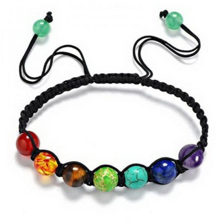 Seven Chakra Rainbow Adjustable Woven Bracelet - Tree of Life Design