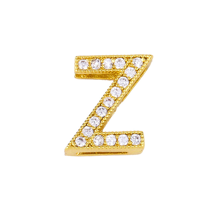 Gold Plated Zircon Alphabet Pendant Necklace