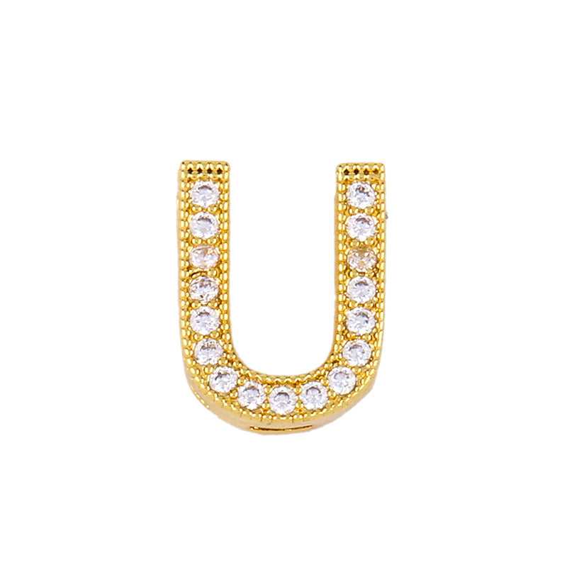Gold Plated Zircon Alphabet Pendant Necklace