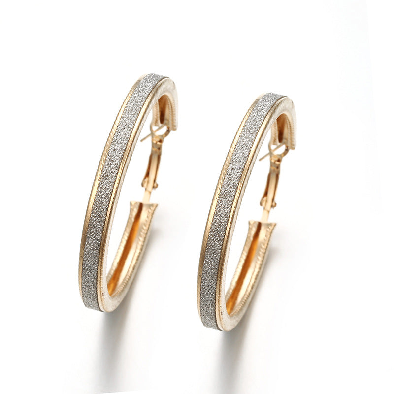 Fashion Trend Exaggerated Alloy Frosted Circle Earrings - Rock Style Round Earrings