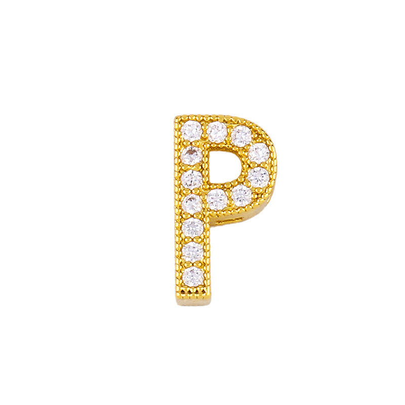 Gold Plated Zircon Alphabet Pendant Necklace