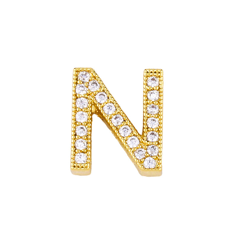 Gold Plated Zircon Alphabet Pendant Necklace