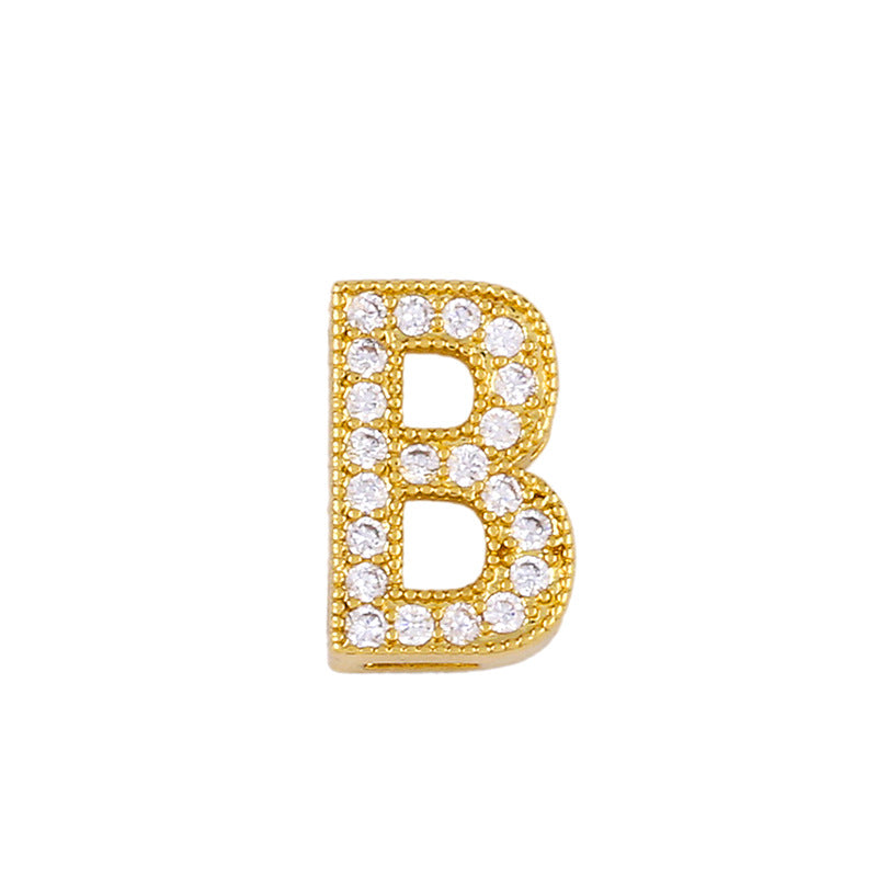 Gold Plated Zircon Alphabet Pendant Necklace