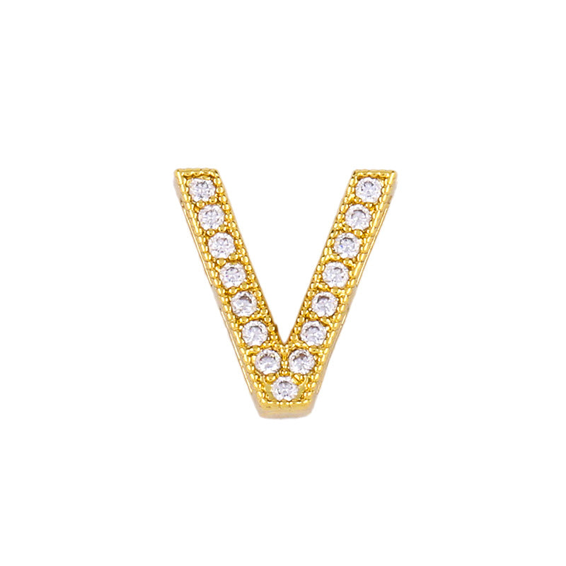 Gold Plated Zircon Alphabet Pendant Necklace