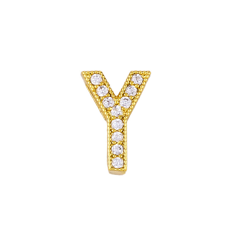 Gold Plated Zircon Alphabet Pendant Necklace