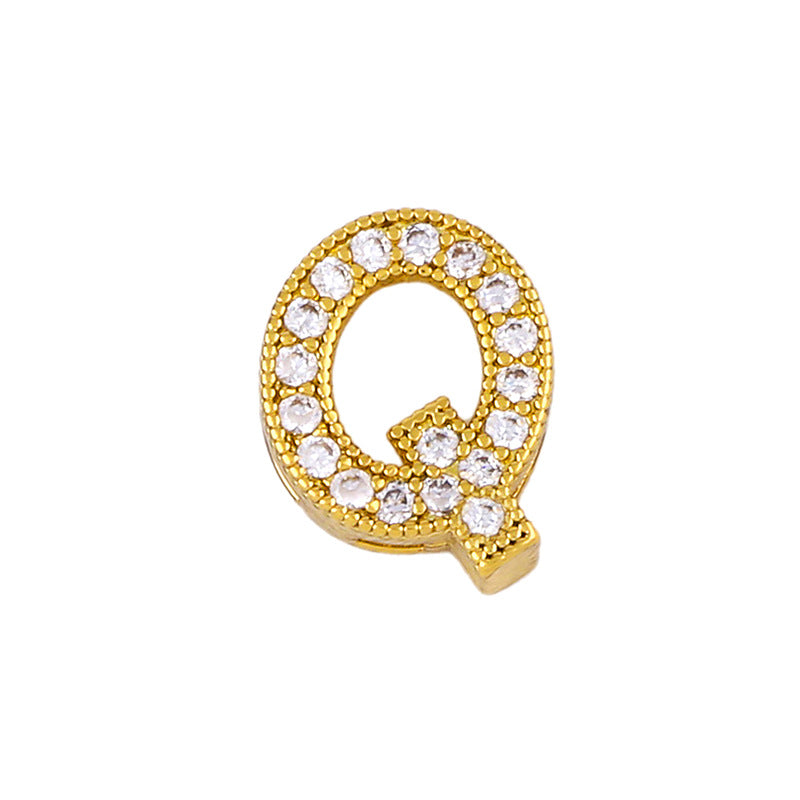 Gold Plated Zircon Alphabet Pendant Necklace