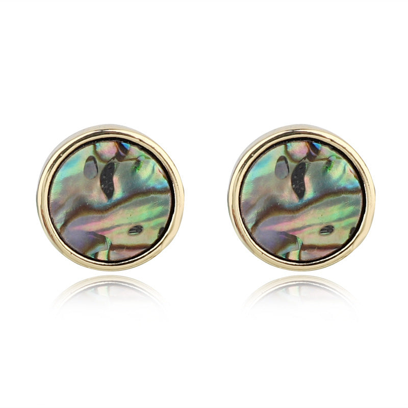 Round Imitation Abalone Shell Resin Earrings