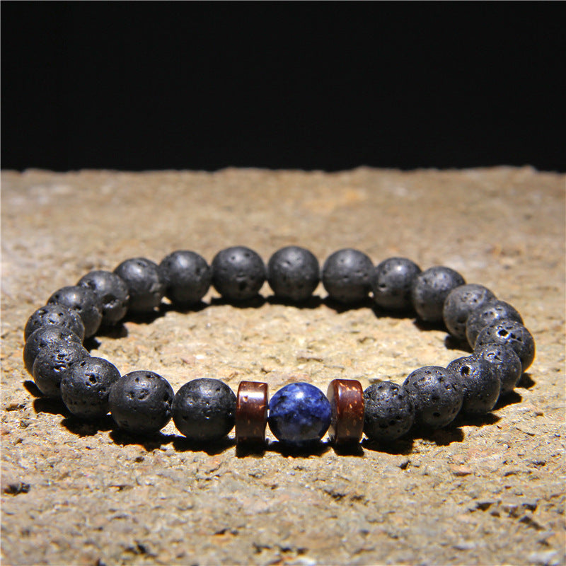 Geometric Natural Stone & Coconut Wood Beaded Men's Energy Bracelet