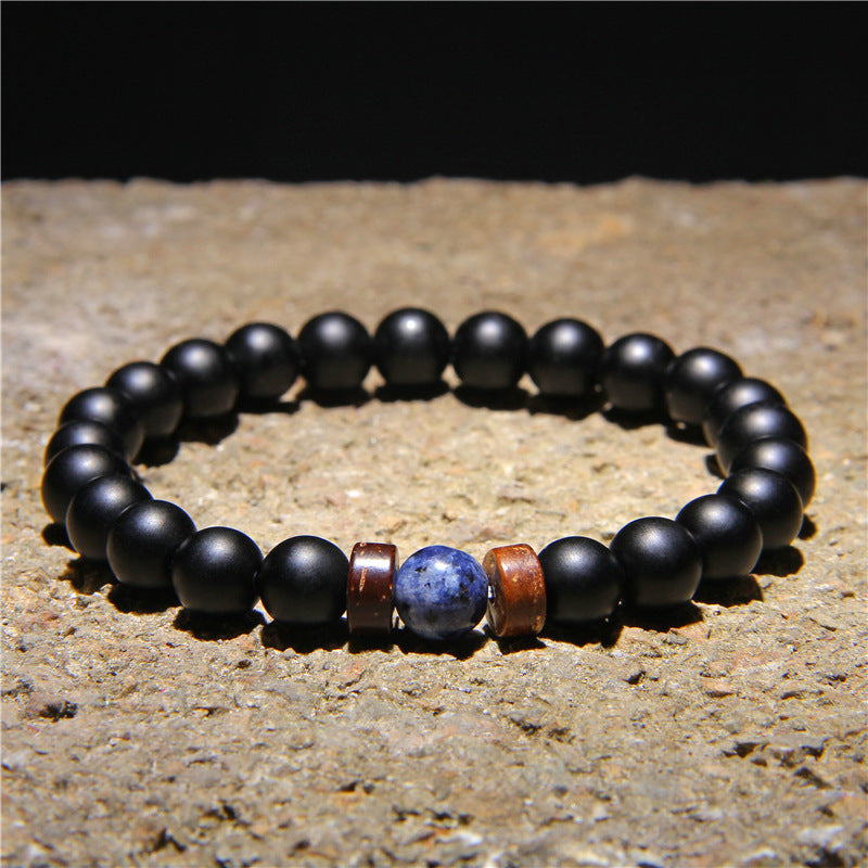 Geometric Natural Stone & Coconut Wood Beaded Men's Energy Bracelet