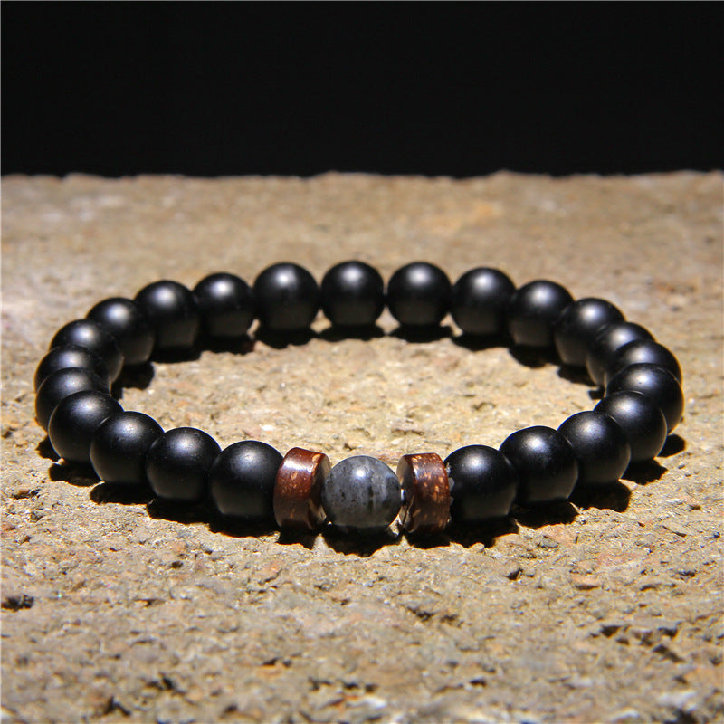 Geometric Natural Stone & Coconut Wood Beaded Men's Energy Bracelet