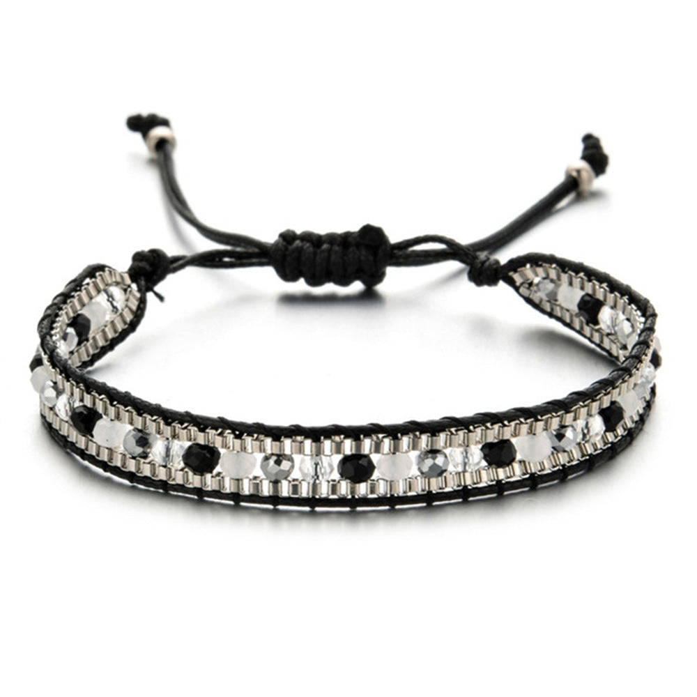Multicolor Crystal Bead Layered Rope Chain Vintage Boho Unisex Bracelet