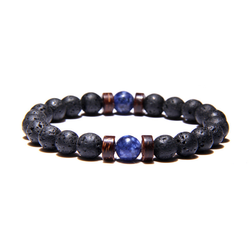 Geometric Natural Stone & Coconut Wood Beaded Men's Energy Bracelet