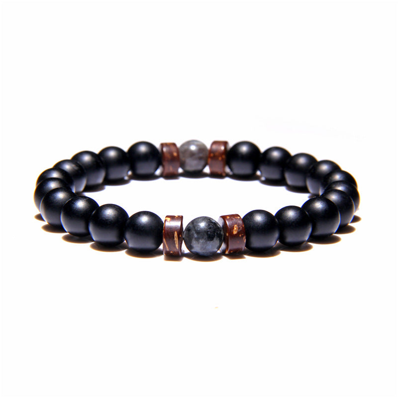 Geometric Natural Stone & Coconut Wood Beaded Men's Energy Bracelet