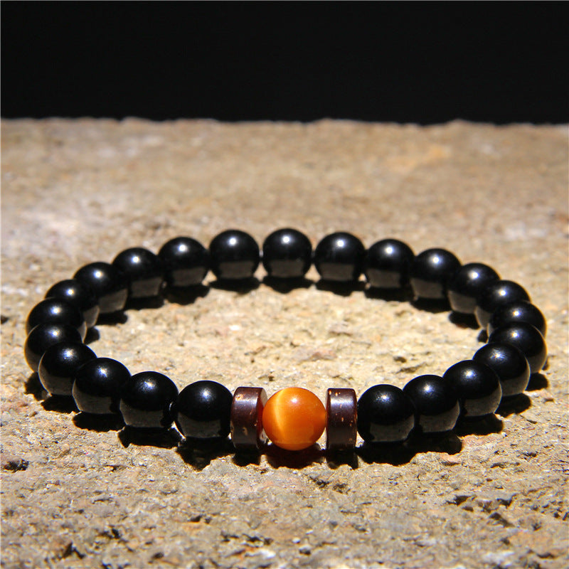 Geometric Natural Stone & Coconut Wood Beaded Men's Energy Bracelet