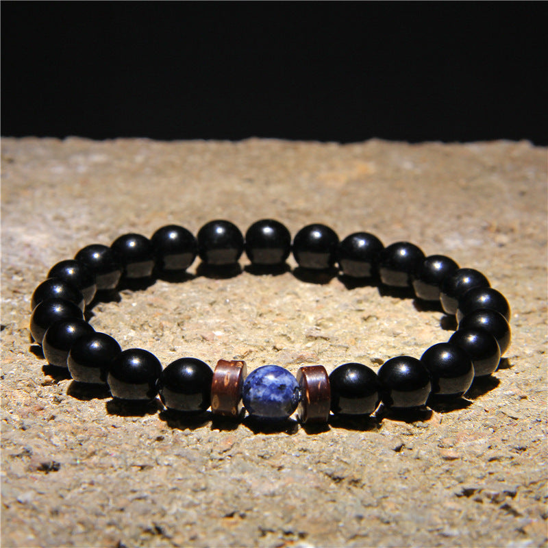 Geometric Natural Stone & Coconut Wood Beaded Men's Energy Bracelet