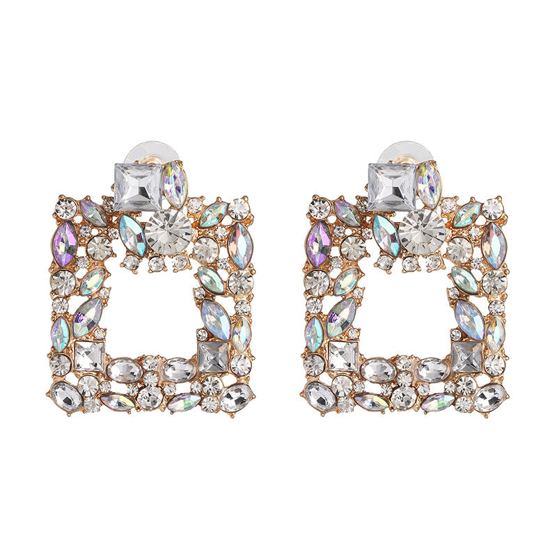 Geometric Retro Diamond Stud Earrings for Women
