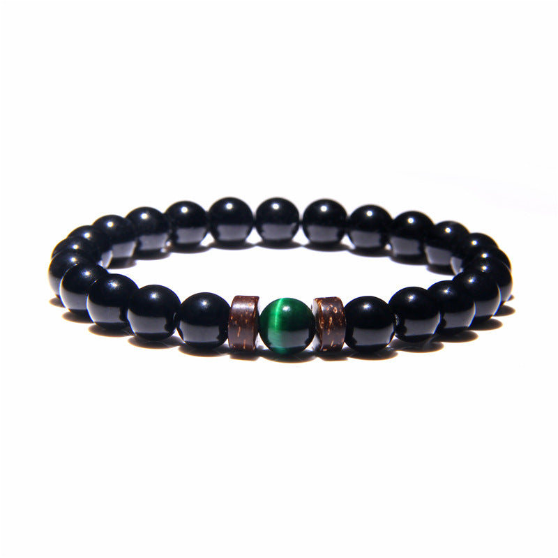 Geometric Natural Stone & Coconut Wood Beaded Men's Energy Bracelet