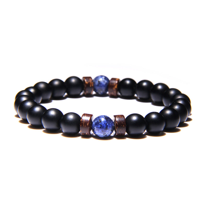 Geometric Natural Stone & Coconut Wood Beaded Men's Energy Bracelet