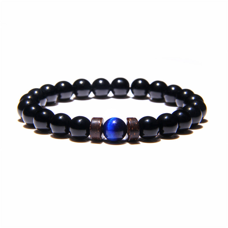 Geometric Natural Stone & Coconut Wood Beaded Men's Energy Bracelet