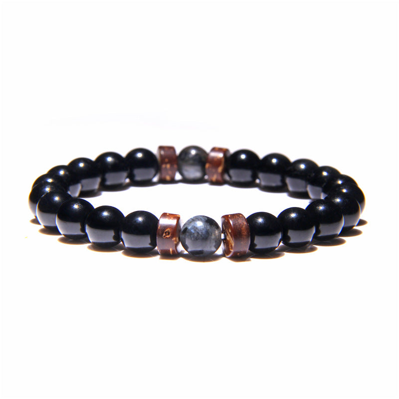 Geometric Natural Stone & Coconut Wood Beaded Men's Energy Bracelet