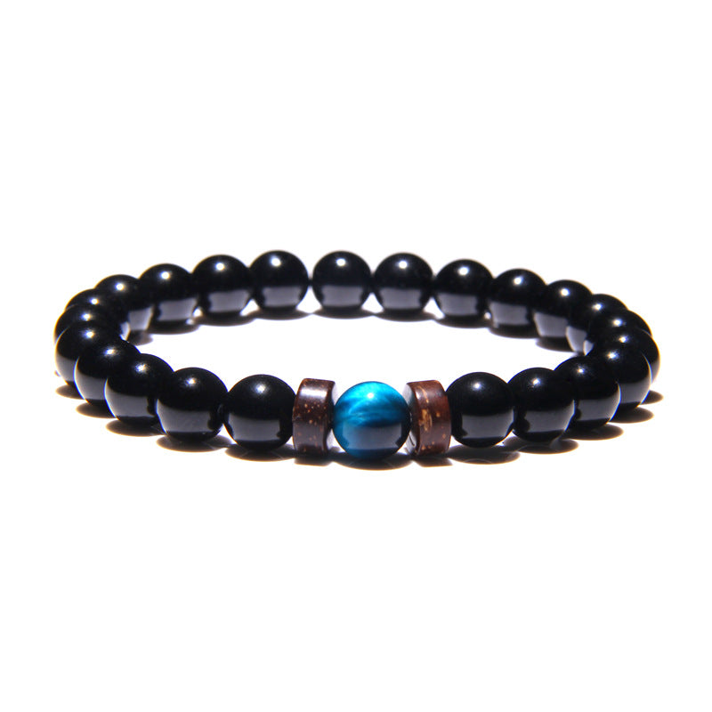 Geometric Natural Stone & Coconut Wood Beaded Men's Energy Bracelet