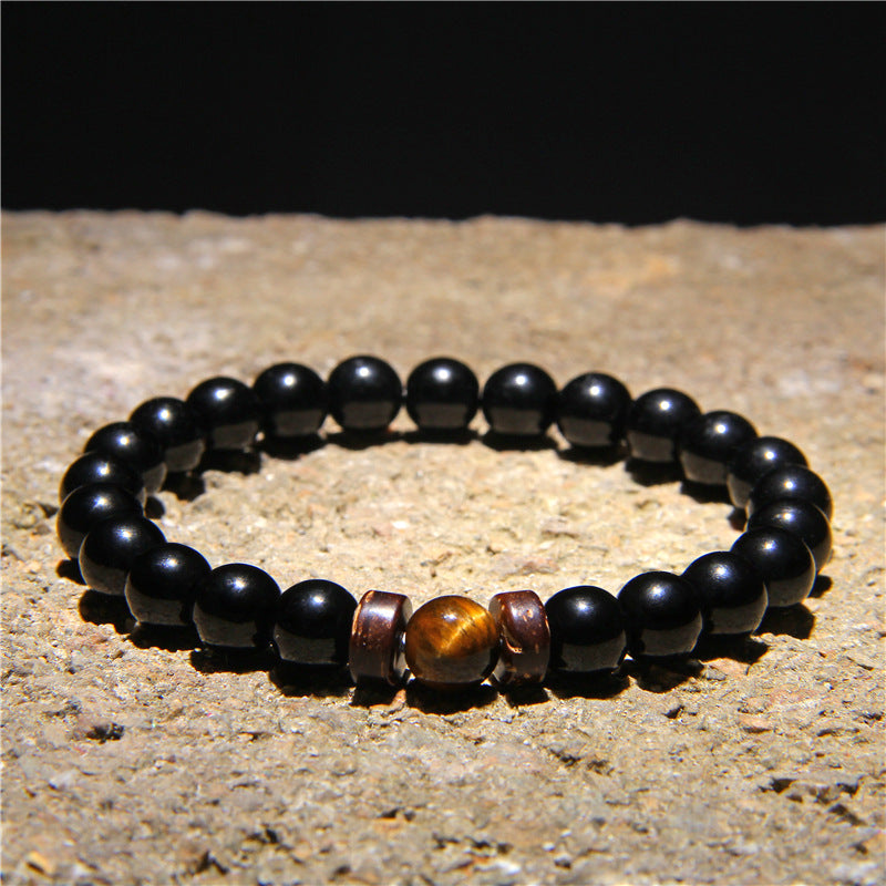 Geometric Natural Stone & Coconut Wood Beaded Men's Energy Bracelet