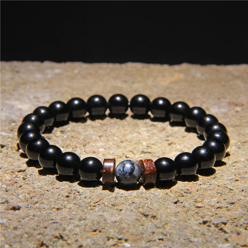 Geometric Natural Stone & Coconut Wood Beaded Men's Energy Bracelet
