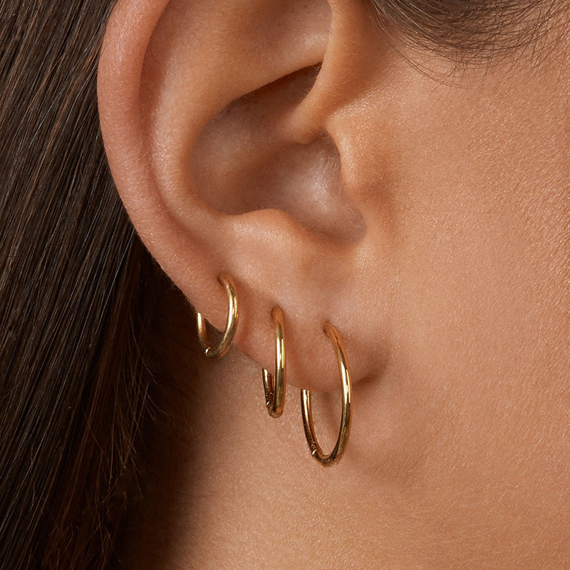 Simple Retro Stainless Steel Hoop Earrings