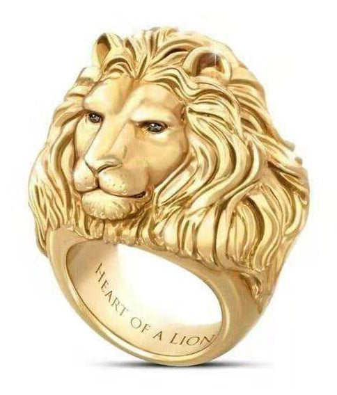 Retro Lion Heart 24k Gold Plated Statement Ring