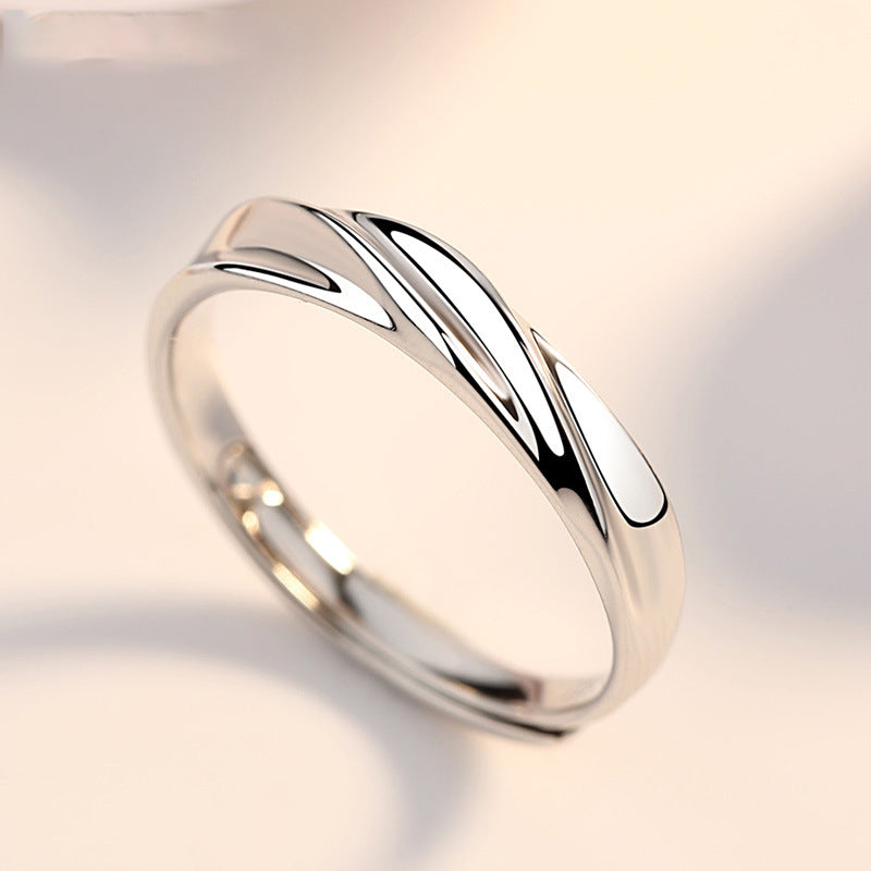 Sterling Silver Zircon Flower Open Ring - Unique Design Valentine's Gift