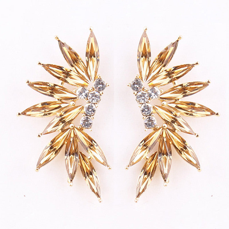 Glamorous Winged Alloy Resin Rhinestone Drop Earrings for Women