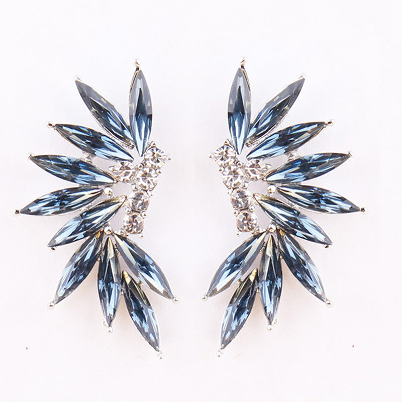 Glamorous Winged Alloy Resin Rhinestone Drop Earrings for Women