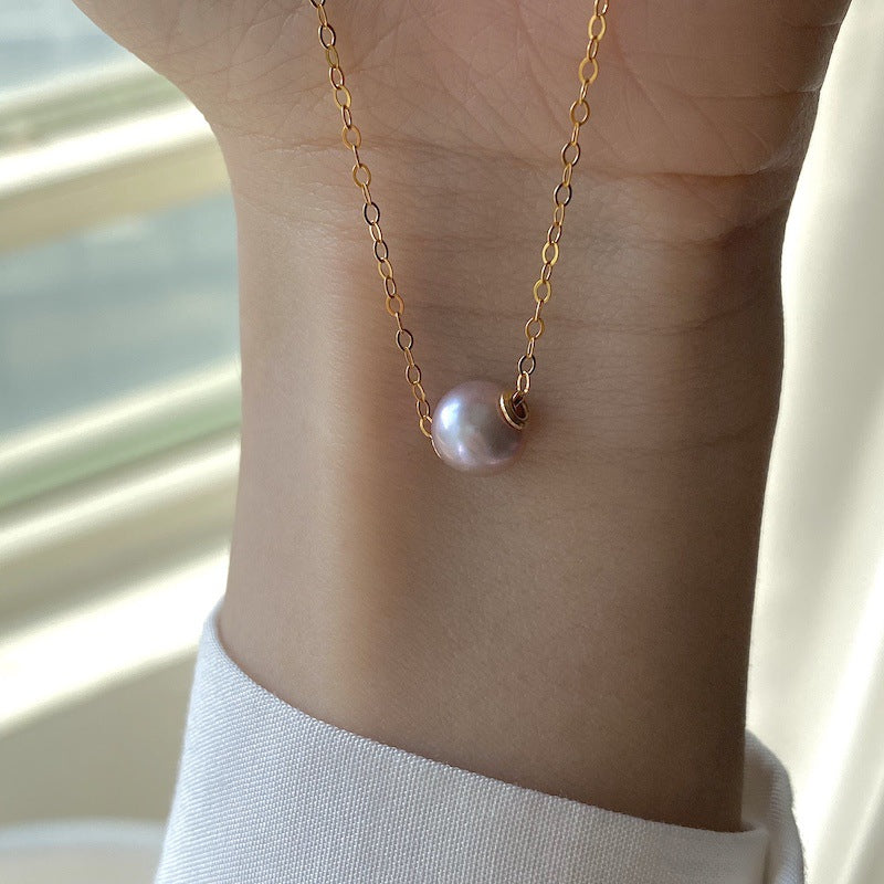 14K Gold Plated Freshwater Pearl Pendant Necklace for Women