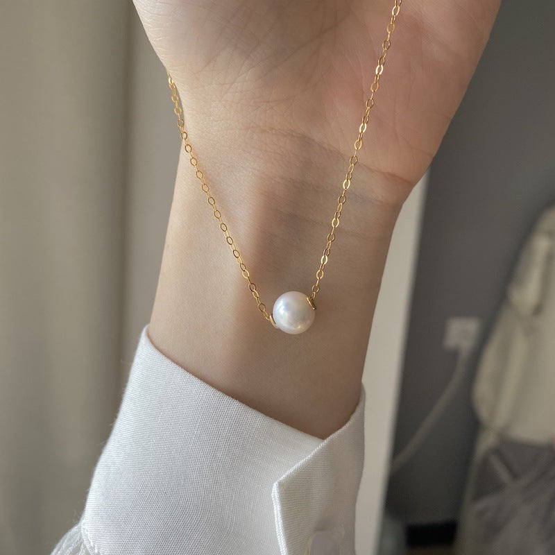 14K Gold Plated Freshwater Pearl Pendant Necklace for Women