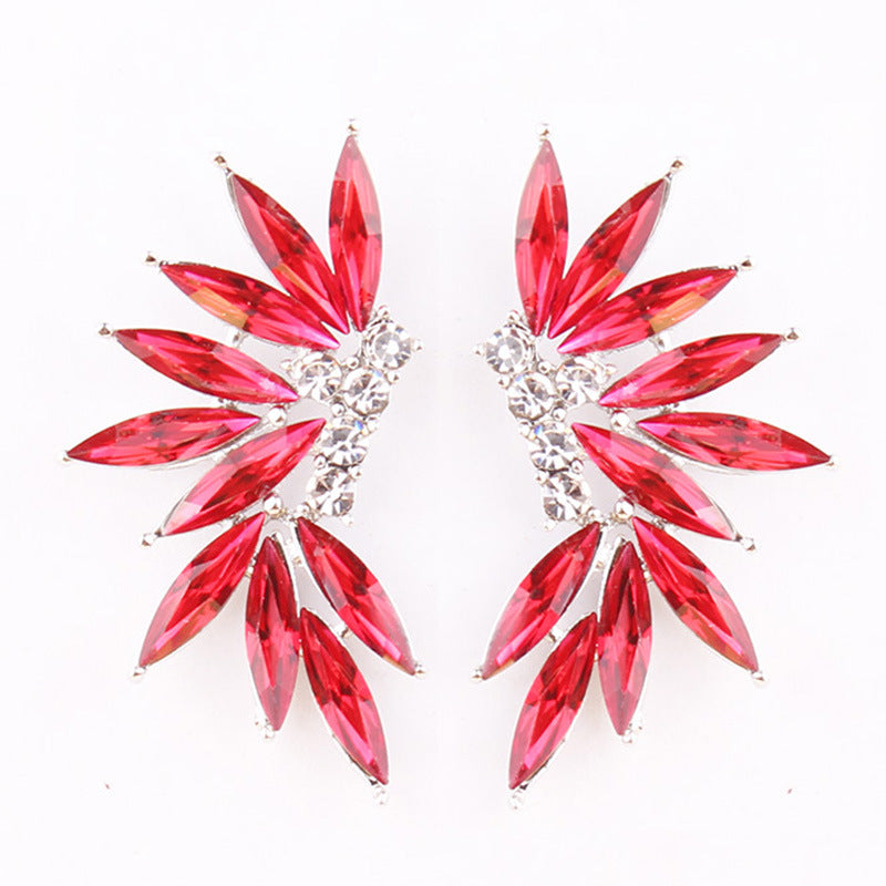 Glamorous Winged Alloy Resin Rhinestone Drop Earrings for Women