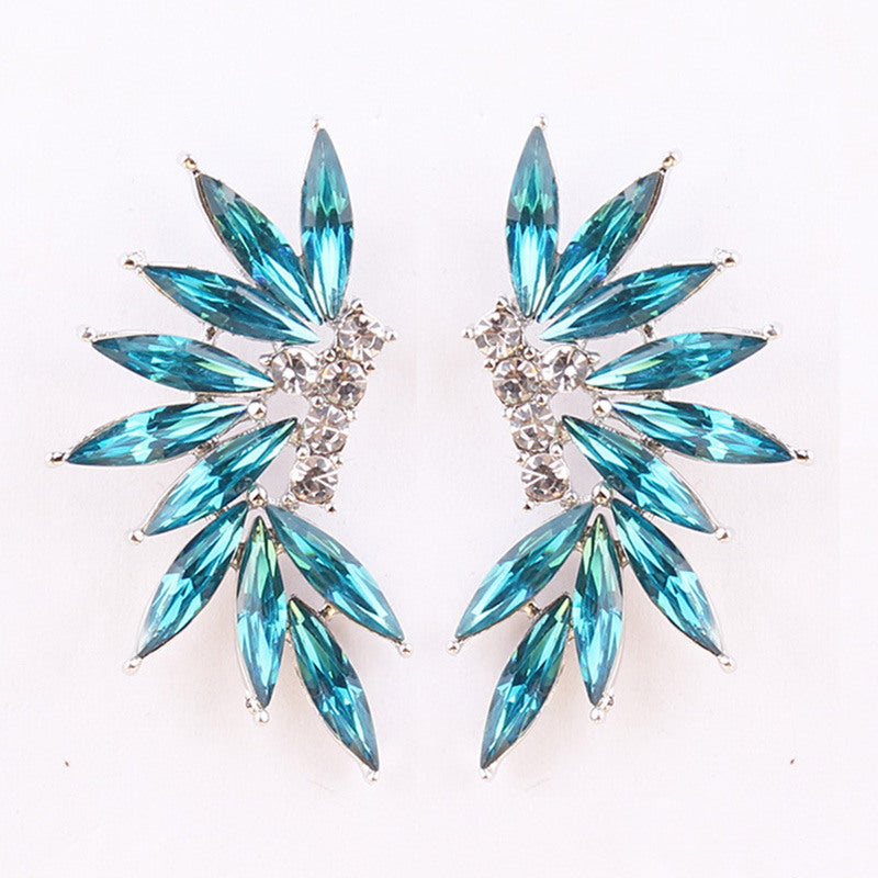 Glamorous Winged Alloy Resin Rhinestone Drop Earrings for Women