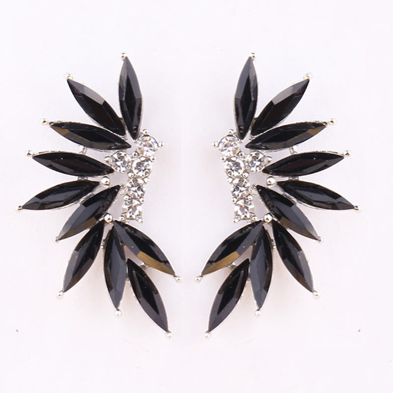 Glamorous Winged Alloy Resin Rhinestone Drop Earrings for Women