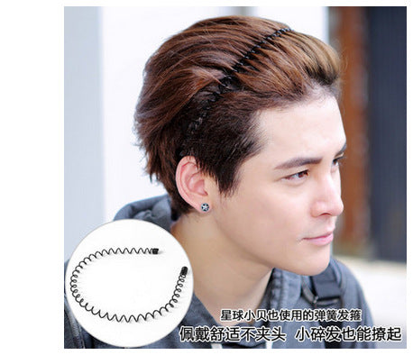 Simple Inlaid Black Turquoise C-shaped Earrings and Men's Invisible Sport Headband